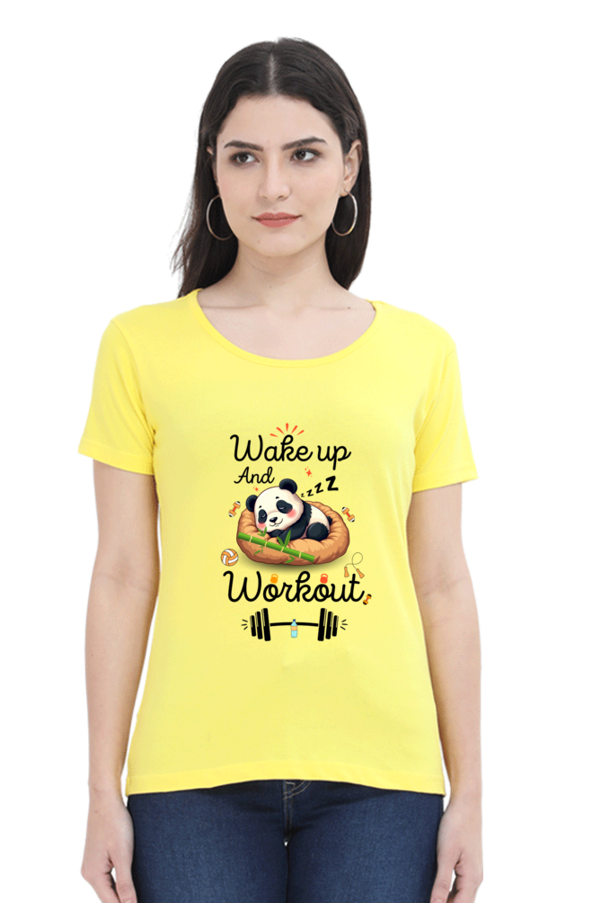 Wake up and workout funny Panda go to gym for Fitness T shirt