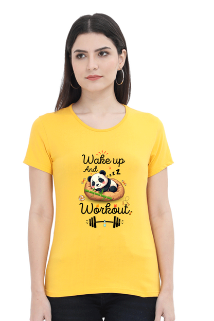 Wake up and workout funny Panda go to gym for Fitness T shirt