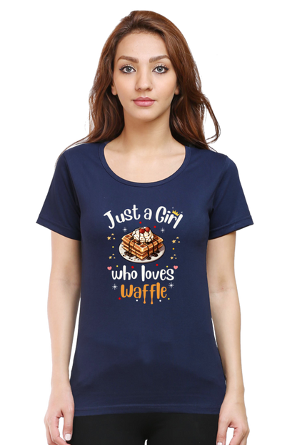 Just a Girl who Loves Waffle- Chocolate waffle-Ladies short sleeve classic t shirt