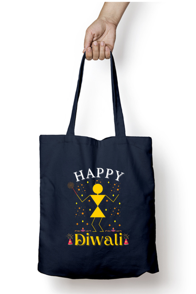 Happy Diwali 2024-warli art style zipper tote bag