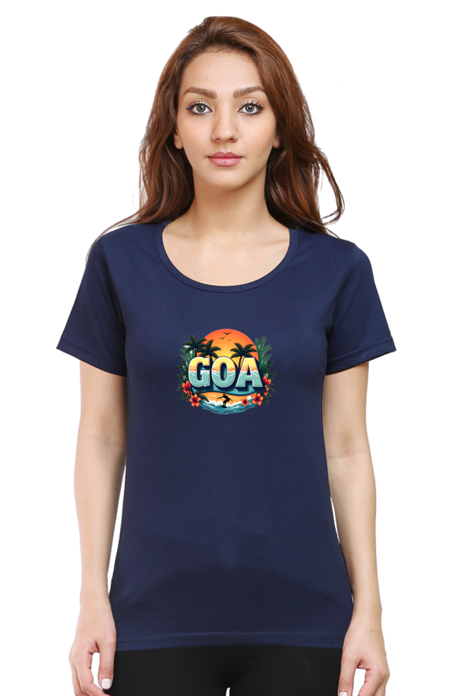 Vintage Sun set -Goa Beach -Womens Round neck t shirt