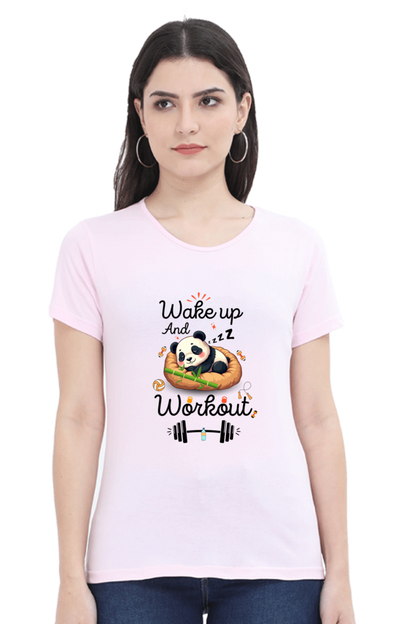 Wake up and workout funny Panda go to gym for Fitness T shirt