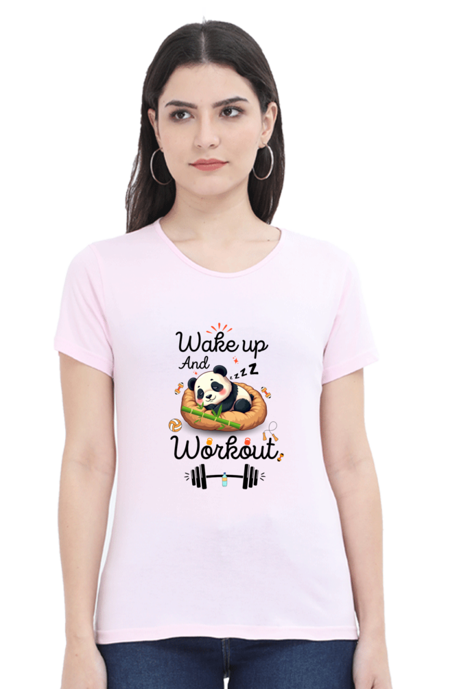 Wake up and workout funny Panda go to gym for Fitness T shirt