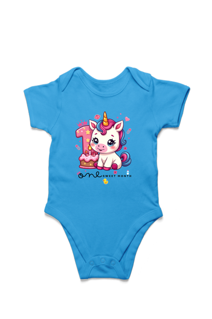 Cute 1 month baby unicorn girl romper 1 sweet month