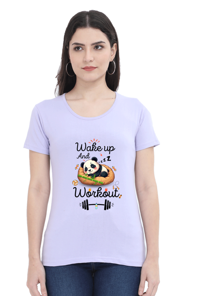 Wake up and workout funny Panda go to gym for Fitness T shirt