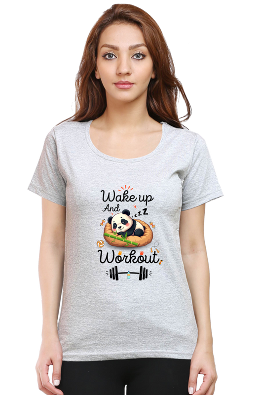 Wake up and workout funny Panda go to gym for Fitness T shirt