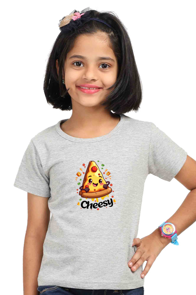 Cute Kawaii cheesy pizza for twin girl T shirt