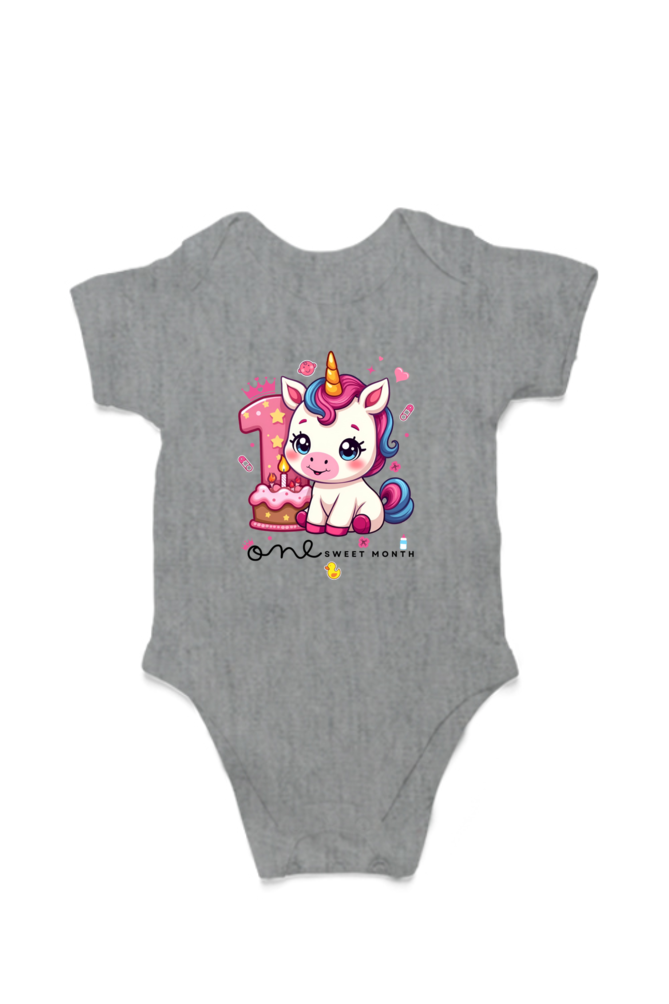 Cute 1 month baby unicorn girl romper 1 sweet month