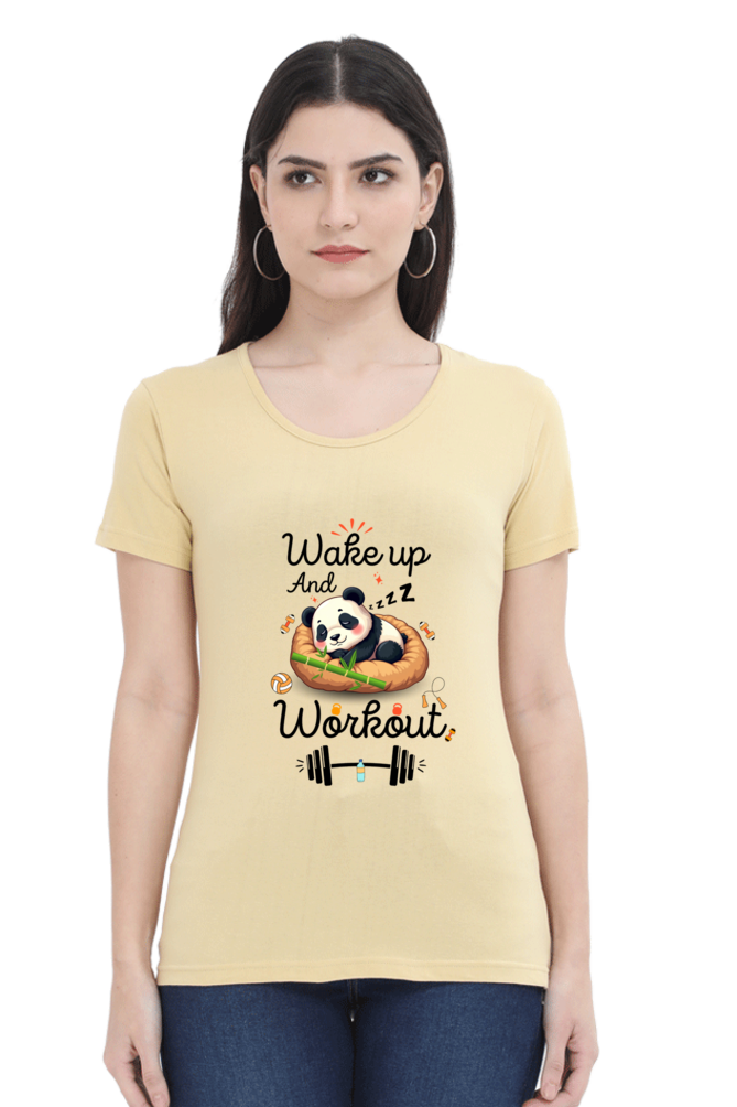 Wake up and workout funny Panda go to gym for Fitness T shirt