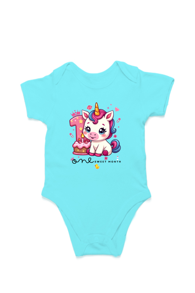 Cute 1 month baby unicorn girl romper 1 sweet month