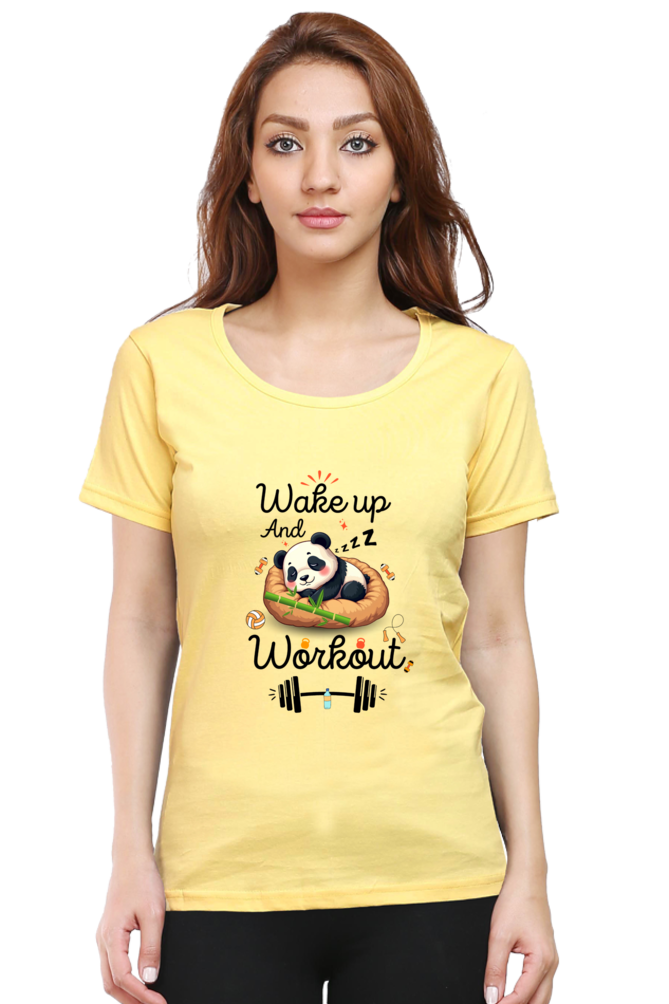 Wake up and workout funny Panda go to gym for Fitness T shirt