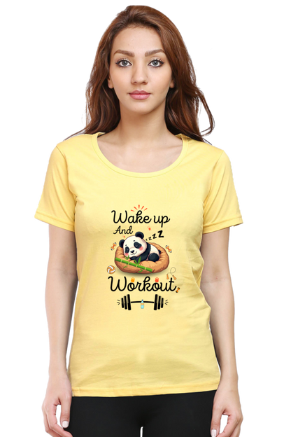 Wake up and workout funny Panda go to gym for Fitness T shirt