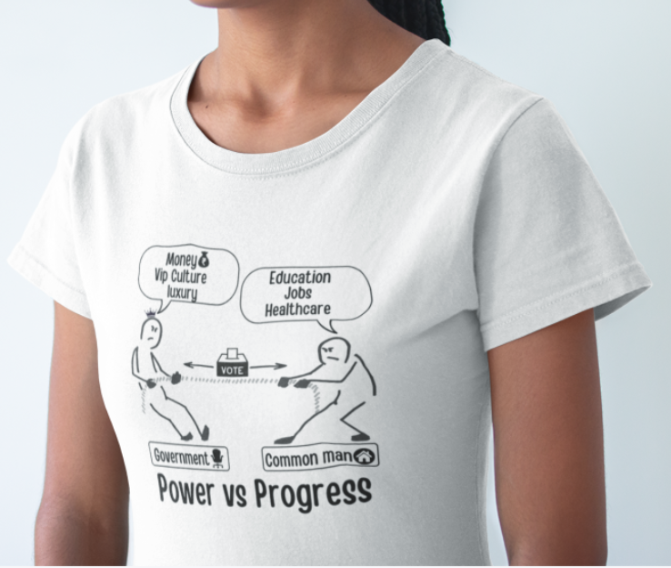 Power Vs Progress -Indian Politics Tug of war Female Crew Classic t shirt