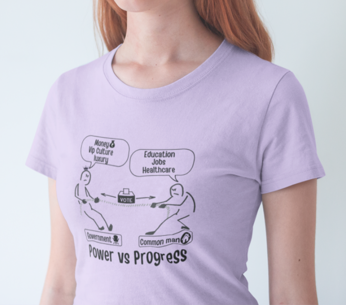 Power Vs Progress -Indian Politics Tug of war Female Crew Classic t shirt
