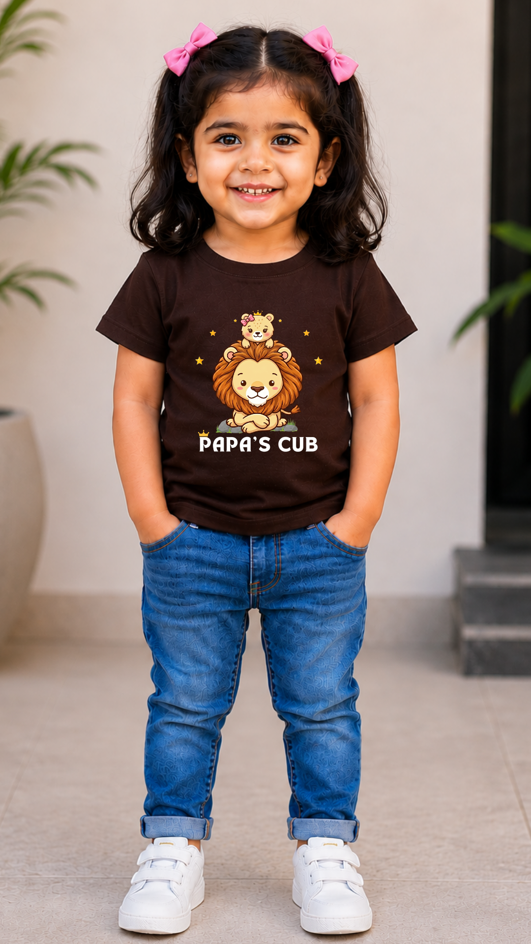 Papa's Cub Kids Girl Crew Neck T-Shirt