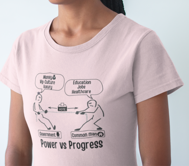 Power Vs Progress -Indian Politics Tug of war Female Crew Classic t shirt