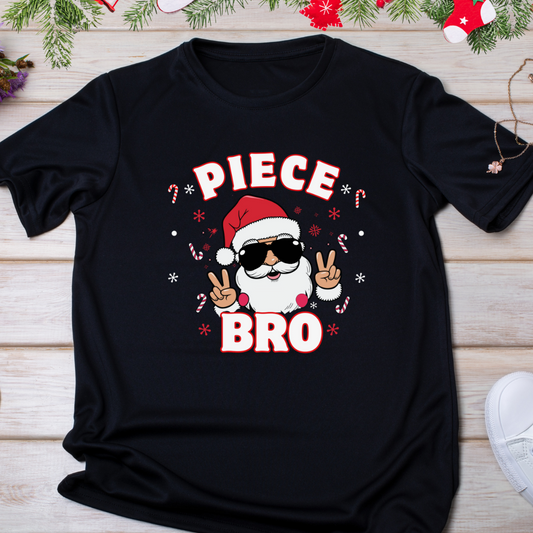 Peace Bro - Santa Merry Christmas in Peace gesture female tee