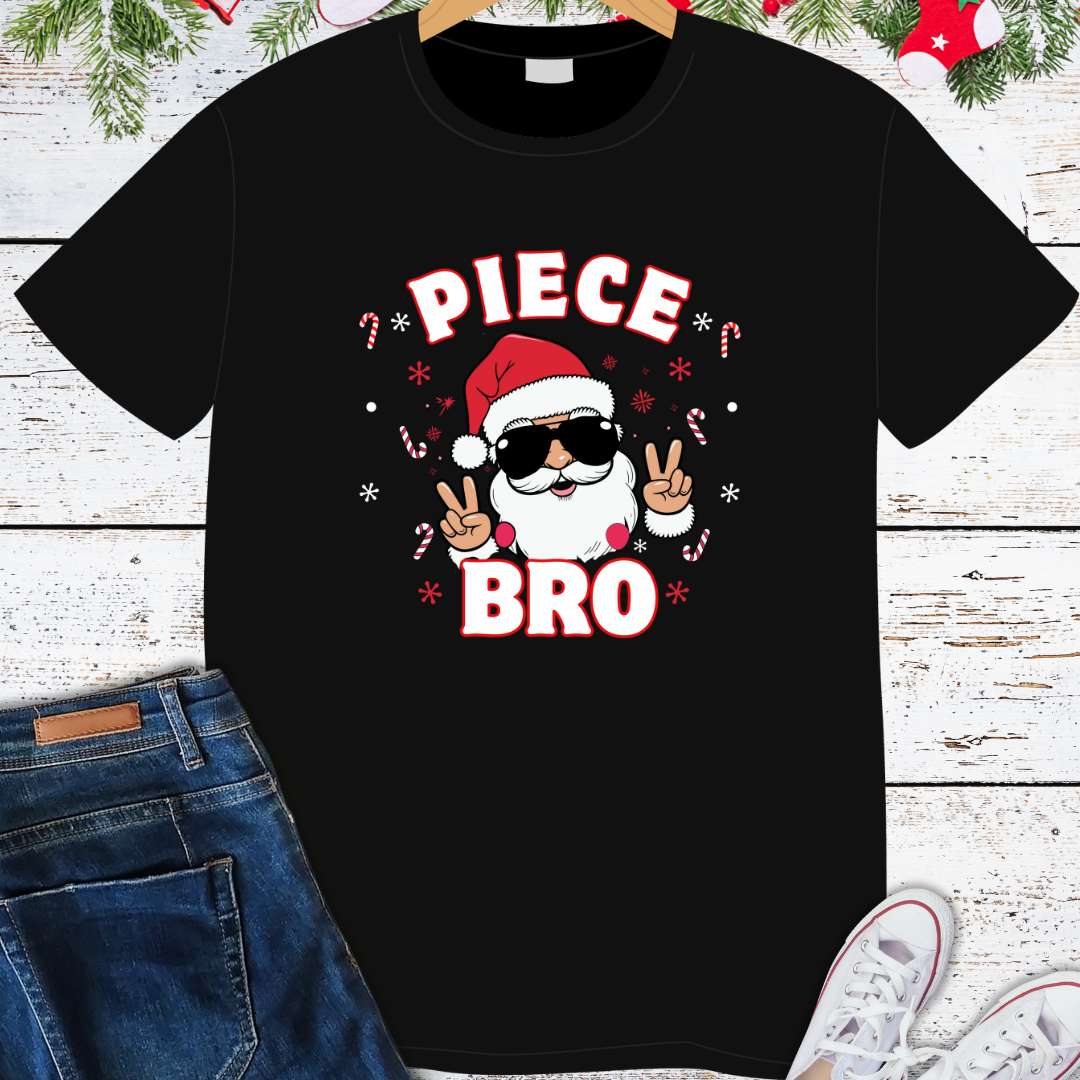 Peace Bro - Santa Merry Christmas in Peace gesture male tee