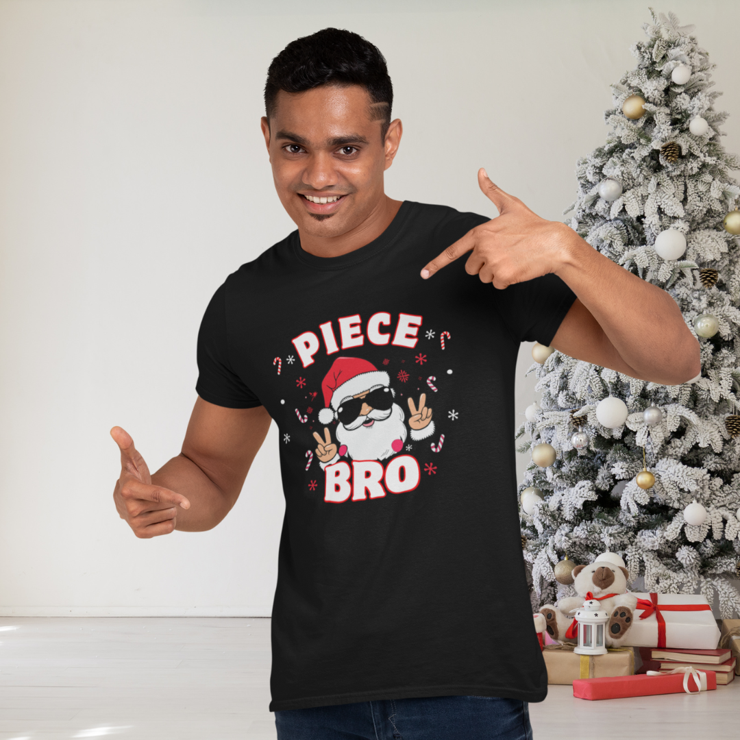 Peace Bro - Santa Merry Christmas in Peace gesture male tee