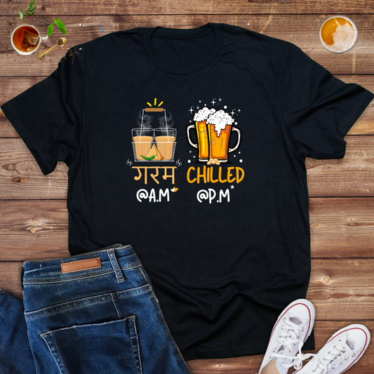 Garam at A.m Vs Chilled at P.M-Mens tee