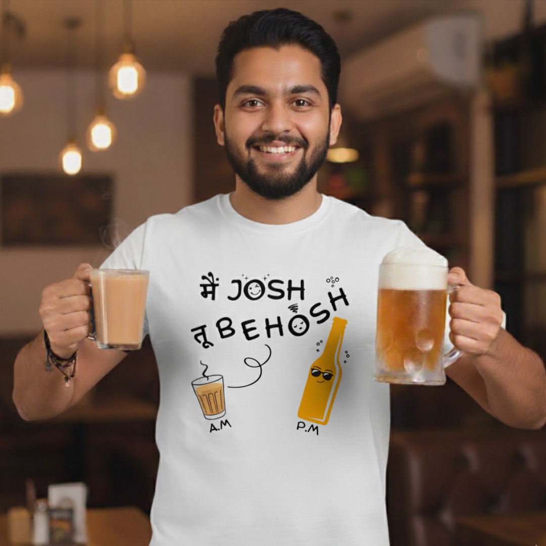 Mai Josh (Tea)Tu Behosh(Beer) -Mens Classic Crew T-Shirt