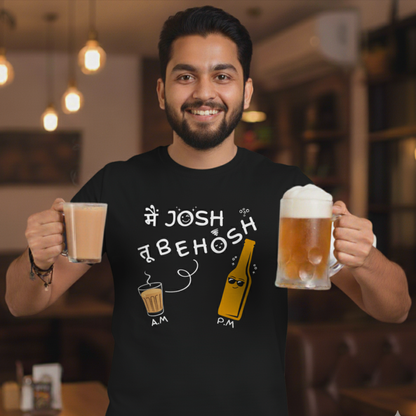Mai Josh ( Tea) Tu  Behosh ( Beer) Mens Classic Crew T-Shirt