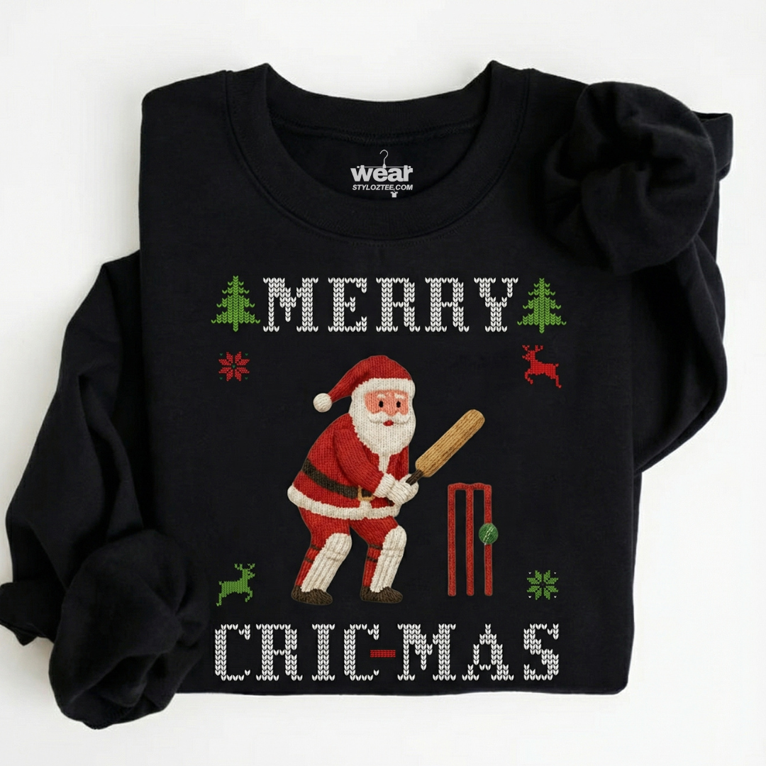 Merry Cric-Mas -Ugly Christmas Knit Design Unisex Sweatshirt