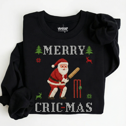 Merry Cric-Mas -Ugly Christmas Knit Design Unisex Sweatshirt