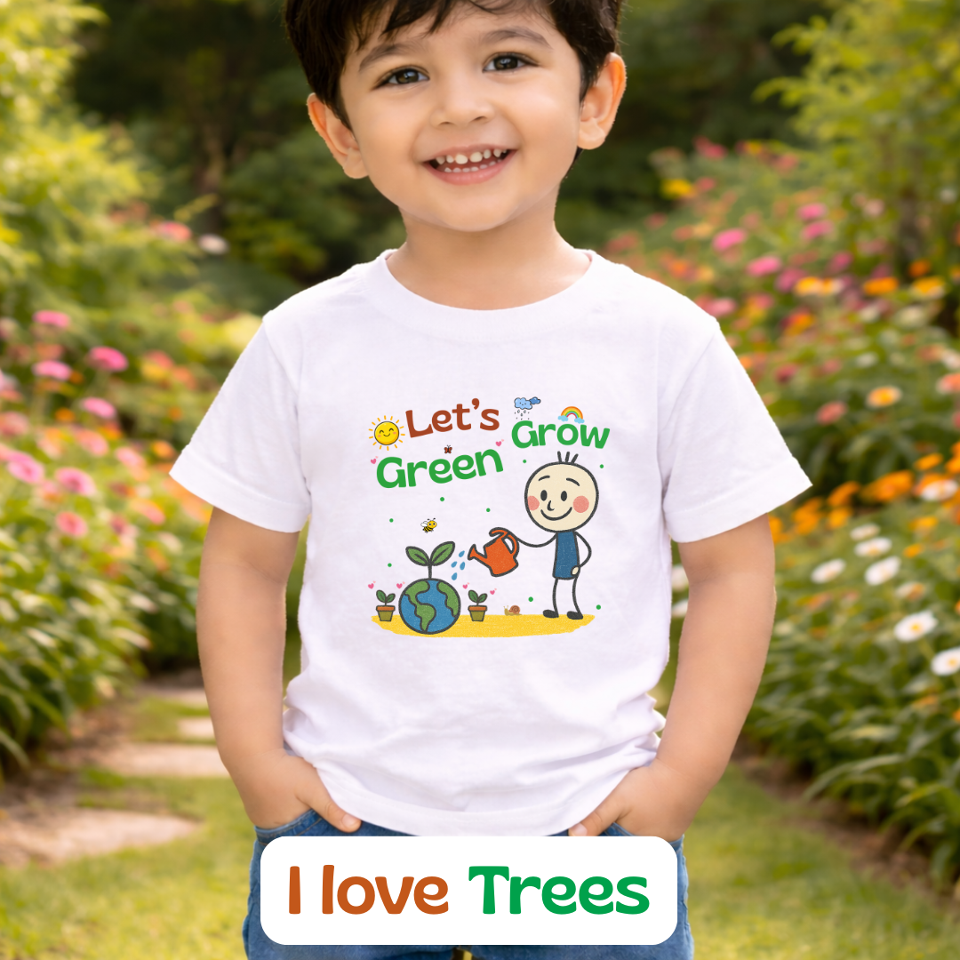 Summer Lets Grow Green Kids Unisex fit  Crew Neck T-Shirt