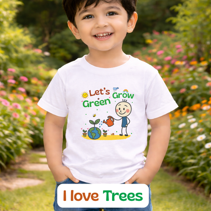 Summer Lets Grow Green Kids Unisex fit  Crew Neck T-Shirt
