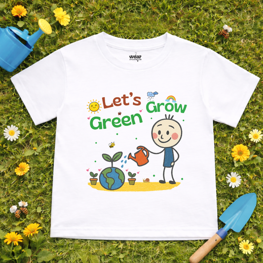 Summer Lets Grow Green Kids Unisex fit  Crew Neck T-Shirt