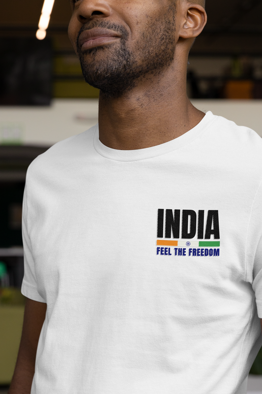 India Feel the Freedom  Embroidery -Mens classic  T-Shirt