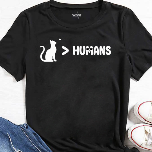 Cat > Humans -Cat is Greater than Human -Unisex Classic Crew T-Shirt