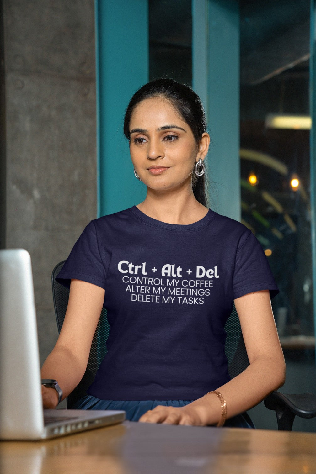 ctrl + alt + delete Work Place humour Ladies tee