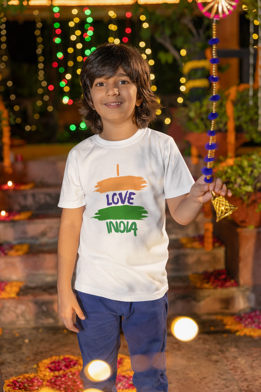 i love india - Brush Strikes -Boy's Crew Neck T-Shirt