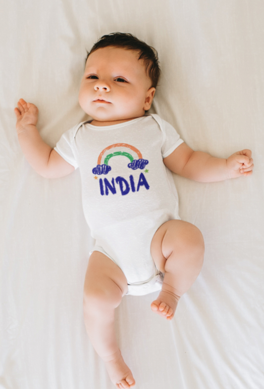 Cute Tiranga Rainbow -Scribbled Design -Kids Rompers