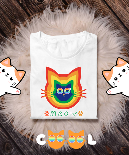 Funny Rainbow Cat face -Meow