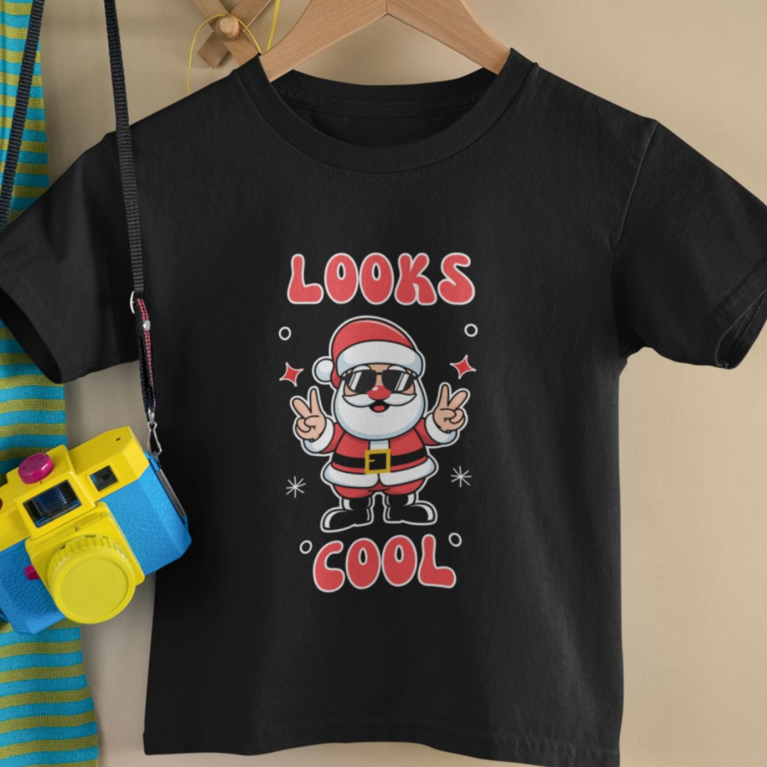 Looks cool! Adorable Santa in Black sunglasses - Girls T shirt