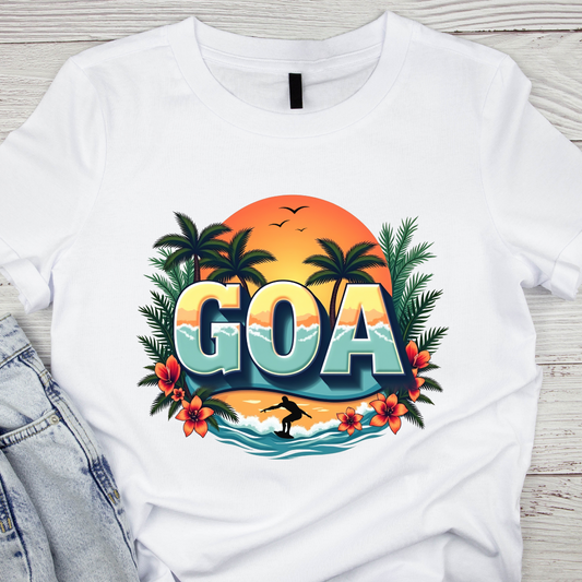 Vintage Sun set -Goa Beach -Womens Round neck t shirt