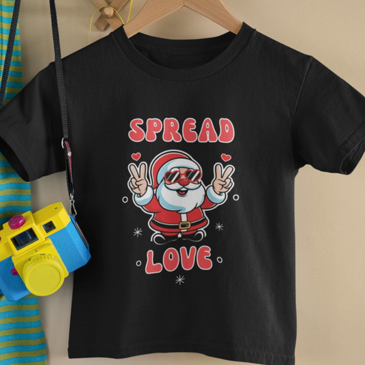 Spread Love with adorable Santa showing peace  -Boyst shirt