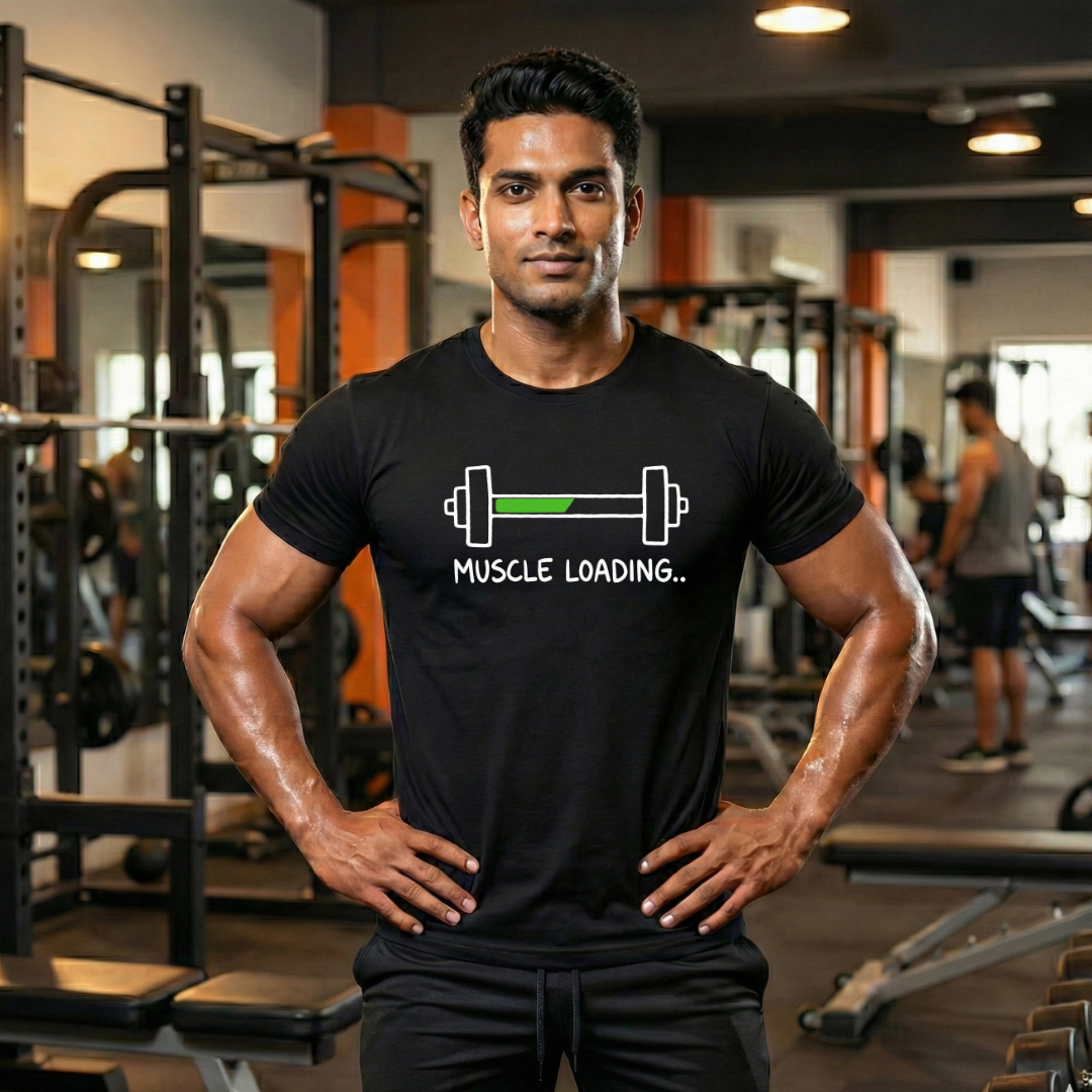 Gym Barbell Muscles loading ..Unisex Standard Crew T-Shirt