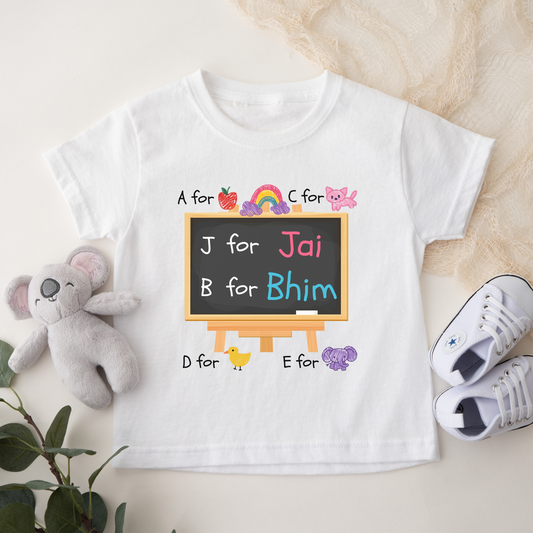 A for apple -B for Ball -J for Jai B-Bhim Kids Girl T shirt