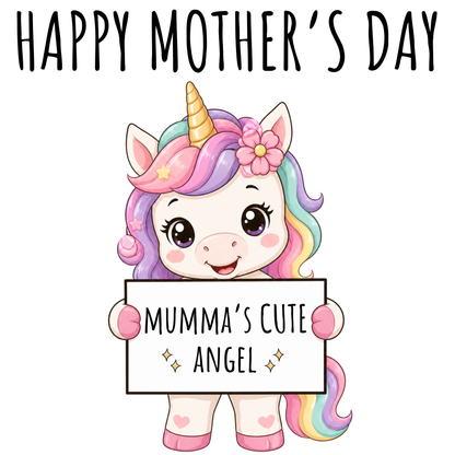 Happy Mothers day -Mamas cute Angel Cute Unicorn -Kids Crew Neck T-Shirt(0 -5yrs)