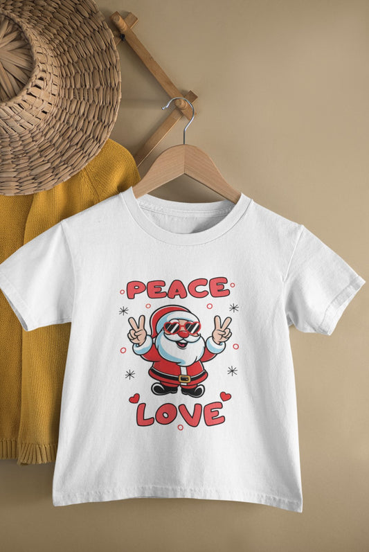 Peace Love adorable Santa in Cool style- girls t shirt