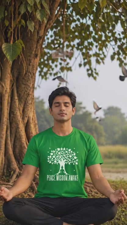 Bodhi Tree -Peace.Wisdom .Awake Unisex Classic Crew T-Shirt