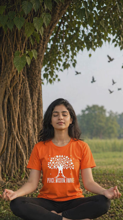 Bodhi Tree -Peace.Wisdom .Awake Unisex Classic Crew T-Shirt