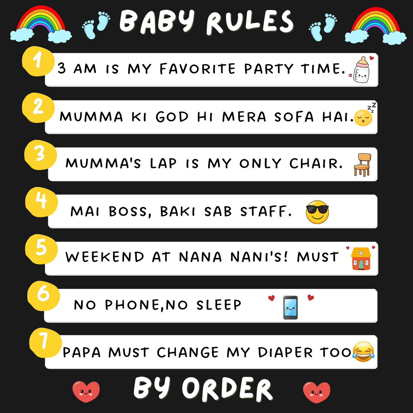 Funny Humor Filled Baby Rules Kids Rompers