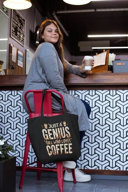 Just a Genius girl who loves coffee -zipper tote bag