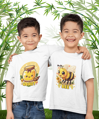 "Buzzing with Cuteness! Honey Bee Kawaii Tee for Twin boy"