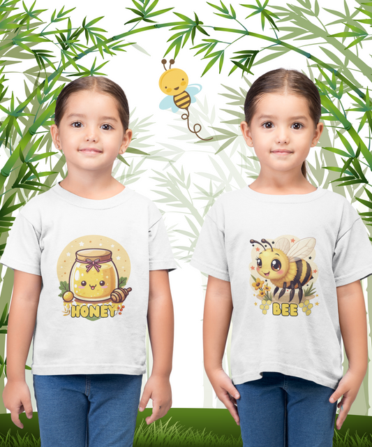 Buzzing with Cuteness! Honey Bee Kawaii Tee for Twins Girl T shirt